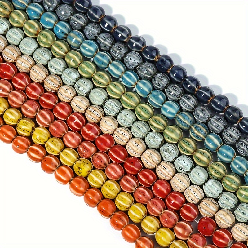 Colorful Ceramic Pumpkin Beads for DIY Jewelry Making Kit